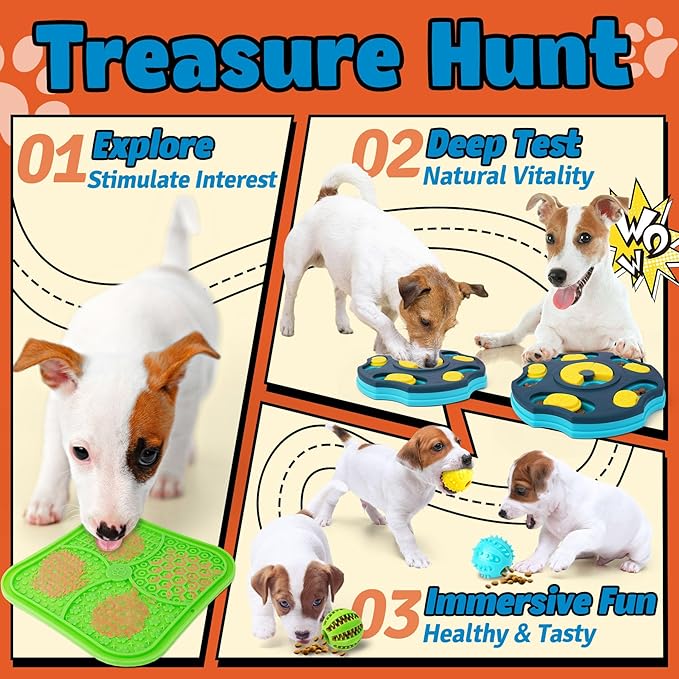 Forfon 9 Pack All-Around Dog Puzzle Toy Set -Mentally Stimulating Dog Enrichment Toys for Small to Medium Smart Dogs, Includes Dog Lick Mat with Suction Cups