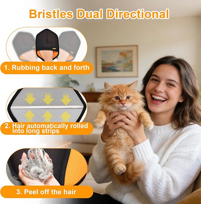Pet Hair Removal Glove, Orange