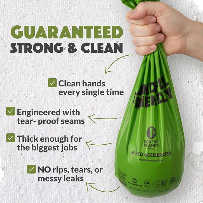 Doggy Do Good - 180 Count, Heavy Duty Poop Bags for Dogs with Handles - Standard Size - Dog Waste Bags Made with 50% Recycled Plastic + 15% Biobased Material - Landfill-Friendly, Unscented, Leak-Proof