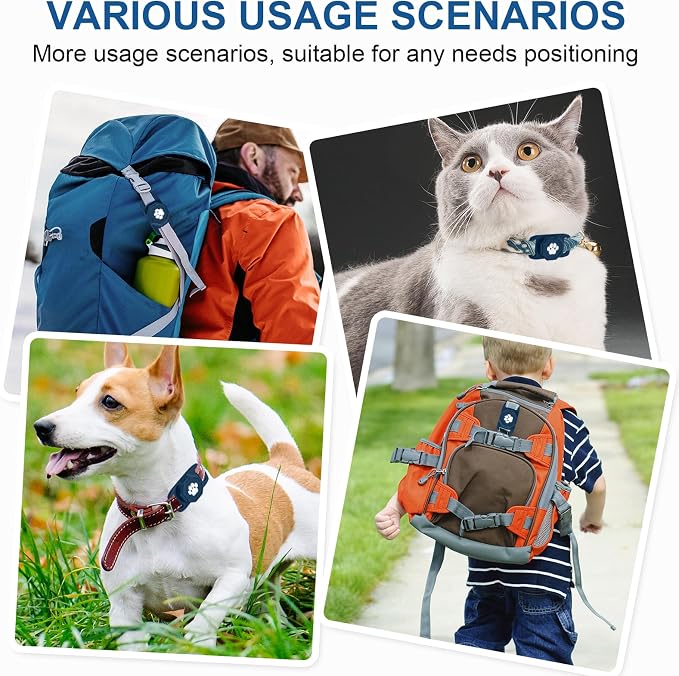 Smart Pet Tracker for Collar - Dog Tracker Pet Location Tracker with Holder | Real-Time Location, No Monthly Fee/ SIM Card, Work with Android Only (Not for IOS), Ultra-Slim, IP68 Waterproof Holder, Blue