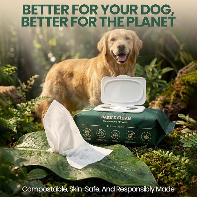 Bark & Clean Deodorizing Grooming Wipes, Lavender, Large 8.5" x 9", 50 Count