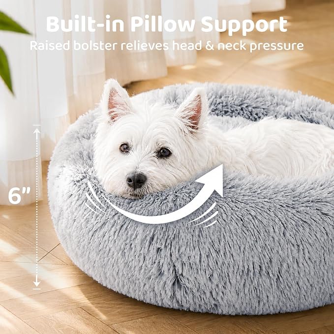 JOLLYVOGUE 20" Calming Donut Dog & Cat Bed