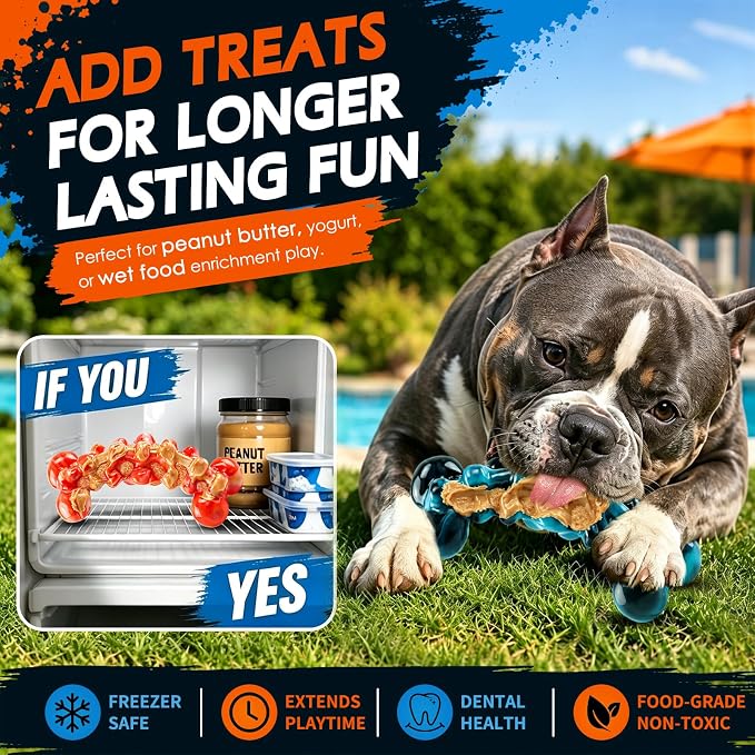 WOWBALA Dog Toys for Aggressive Chewers,Indestructible Dog Chew Toy | Tough Nylon, Not Easy to Bite Break, Long Lasting Fun, Teeth Cleaning for Medium & Large Dogs,2 Pack