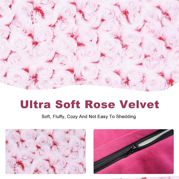 Jumbo Human Dog Bed Style - Breathable Egg-Crate Foam Sofa Couch with Bolster, Water-Resistant Liner & Washable Rose Velvet - Ideal for Great Danes, Mastiffs, Rose Pink (54'' x 37'')