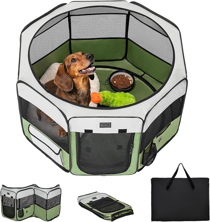 PETSFIT Portable Dog Playpen, 36in, with Waterproof Mat