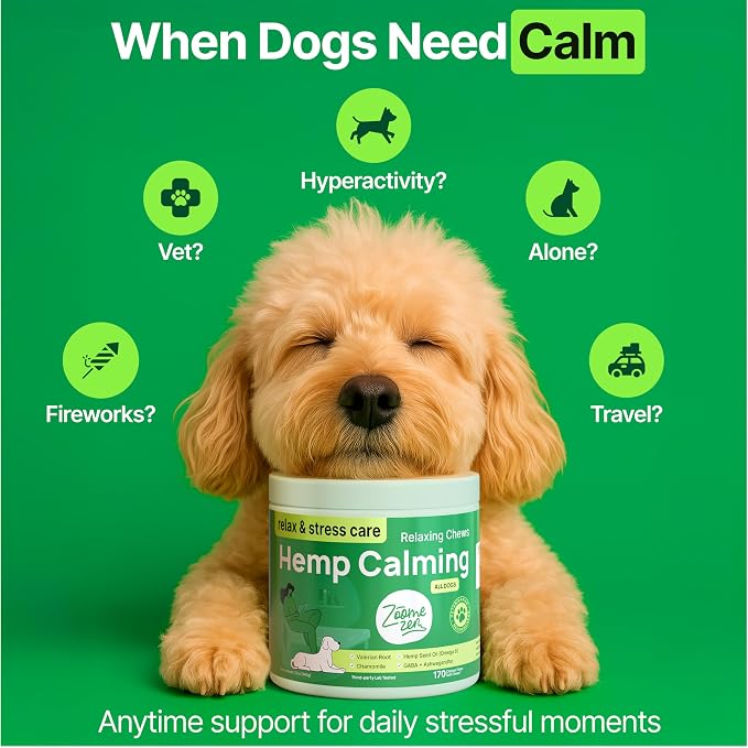 Hemp Calming Chews for Dogs Anxiety, Melatonin, 1-Pack, 170 Count