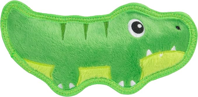 Outward Hound Tough Skinz Dog Toy, Durable Plush with 2X Lining, No Stuffing, Jumbo Squeaker, Alligator, 9.5"