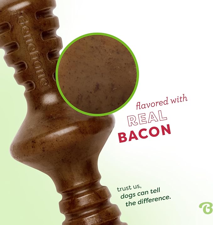 Benebone Zaggler Rolling Dog Chew Toy for Aggressive Chewers, Real Bacon, Made in USA, Giant