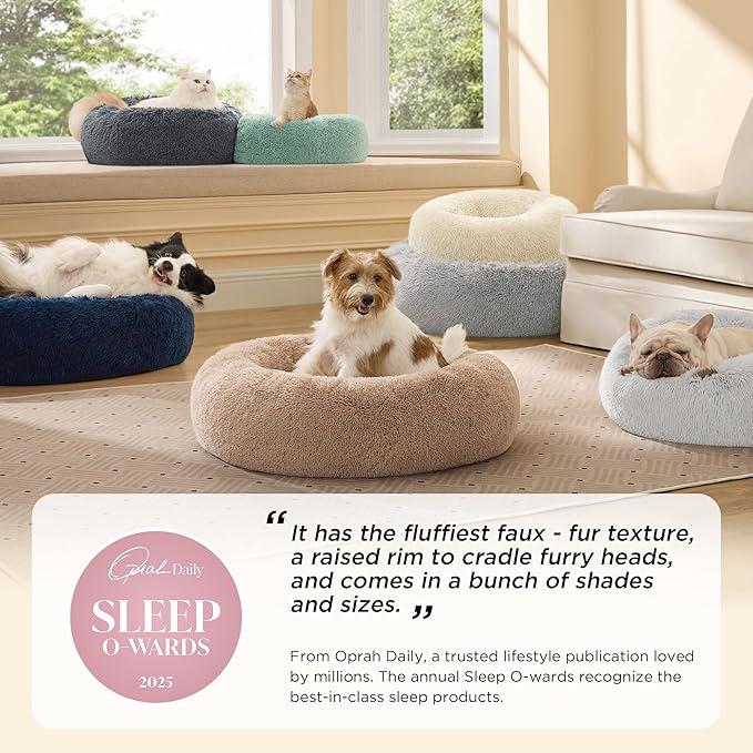 Bedsure Calming Dog Bed Medium Size Dog Donut Washable Pet Bed,30in 2 Pack