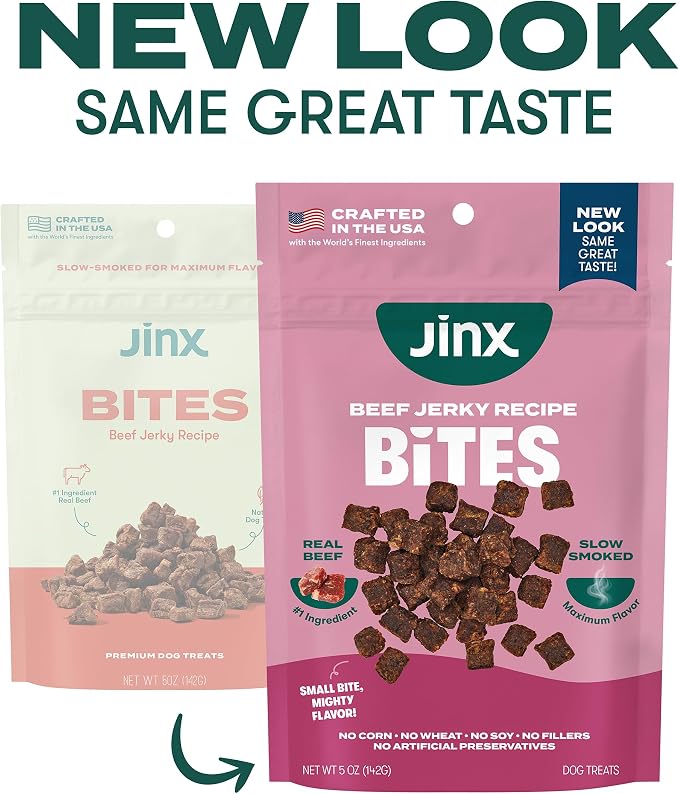 Jinx Beef Bites Jerky Dog Treats – Soft & Chewy, All Natural Dog Jerky Treats with Grass-Fed Beef - Pet Products for All Dogs (Puppies, Adults & Seniors) - 5oz