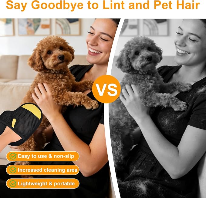 Pet Hair Removal Glove, Yellow