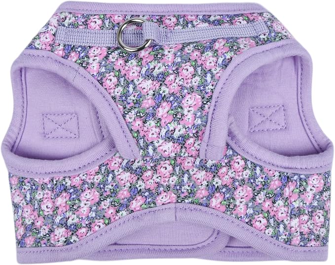 Puppia Kealoha Dog Vest Harness B (Step-in) Fashionable Flower Pattern Spring Summer Harness for Small and Medium Dogs, Violet, Small