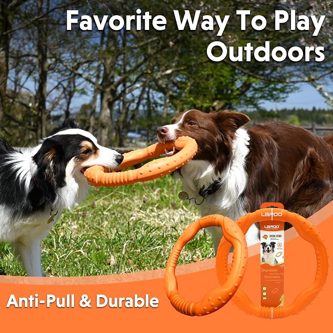 LaRoo Dog Ring Toy, Floating Flying Disc, Orange, 30cm