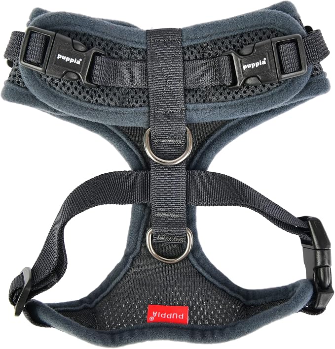 Puppia RiteFit Dog Harness Mesh Over-The-Head All Season No Pull No Choke Walking Training Adjustable Neck & Chest for Small & Medium Dog - Grey - Large
