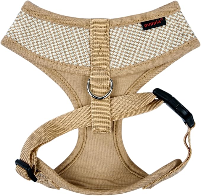Puppia Amatus Dog Harness A (Over-The-Head) Fashionable Houndstooth Pattern Spring Summer Harness for Small and Medium Dogs, Beige, Small