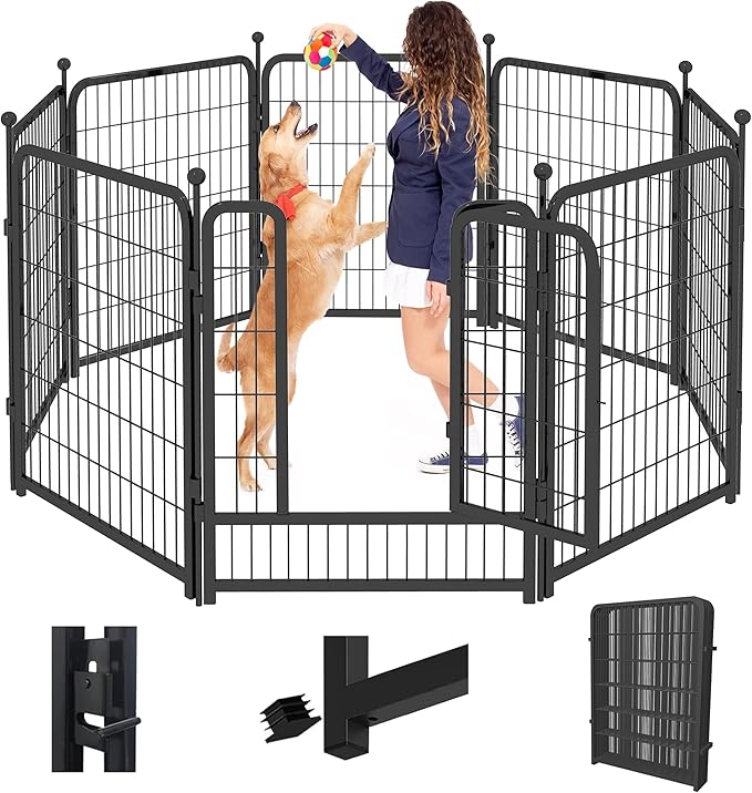 Heavy Duty Dog Playpen with Door, 40in 8 Panels