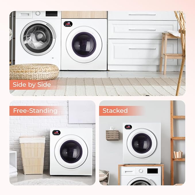 Euhomy 2.65 Cu. Ft. Portable Dryer for Clothes, 1400W Dryer with LCD Panel