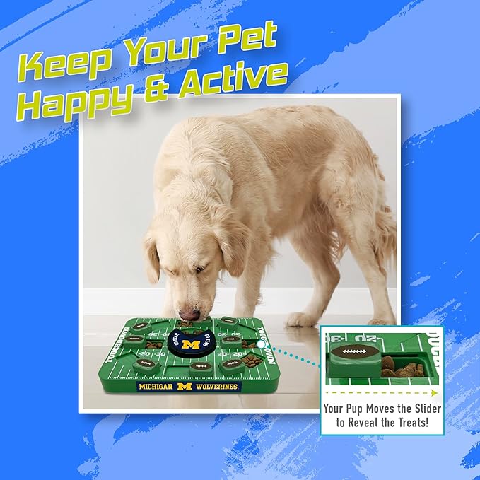 Pets First NCAA Michigan Large Puzzle Toy, Interactive Treat Toy for Dogs, Slow Feeding Toy, New Large Size
