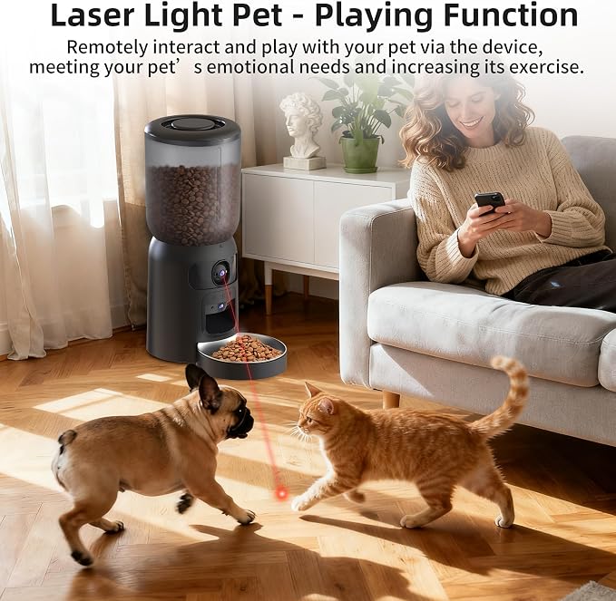 Automatic Cat Feeder with Dual Camera Gifts for Fathers Day, 5G, Stainless Steel