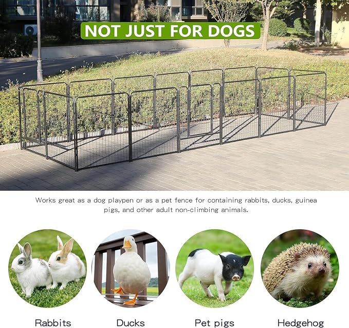 Dog Playpen,24/32/40 Inch Height in Heavy Duty,Folding Indoor Outdoor Dog Exercise Fence, Portable Pet Playpen with Door for Large Medium Dogs - Silver Gray (8 Panels, 24 inch)