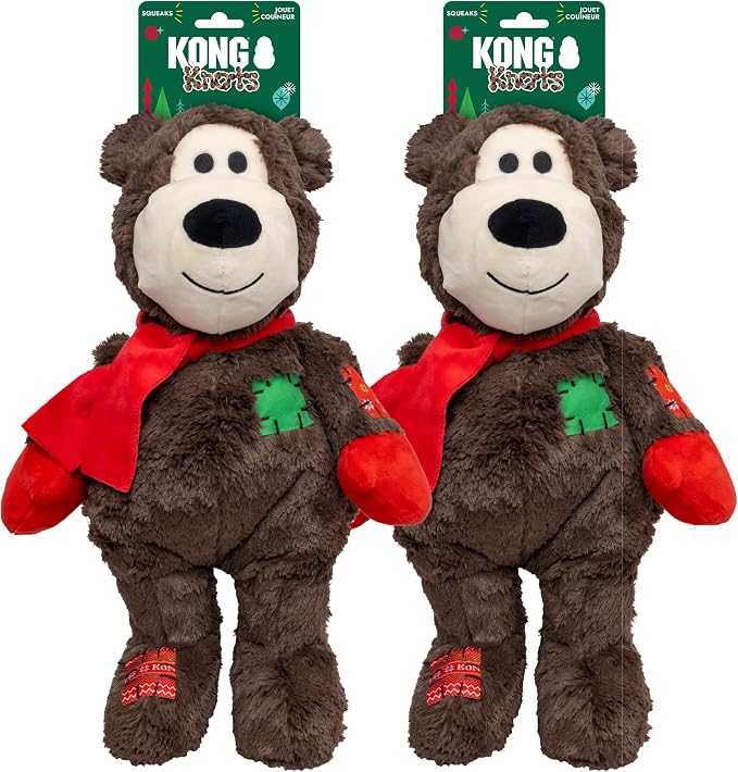 KONG Holiday Wild Knots Bear Dog Toy – (2 Pack, Jumbo)