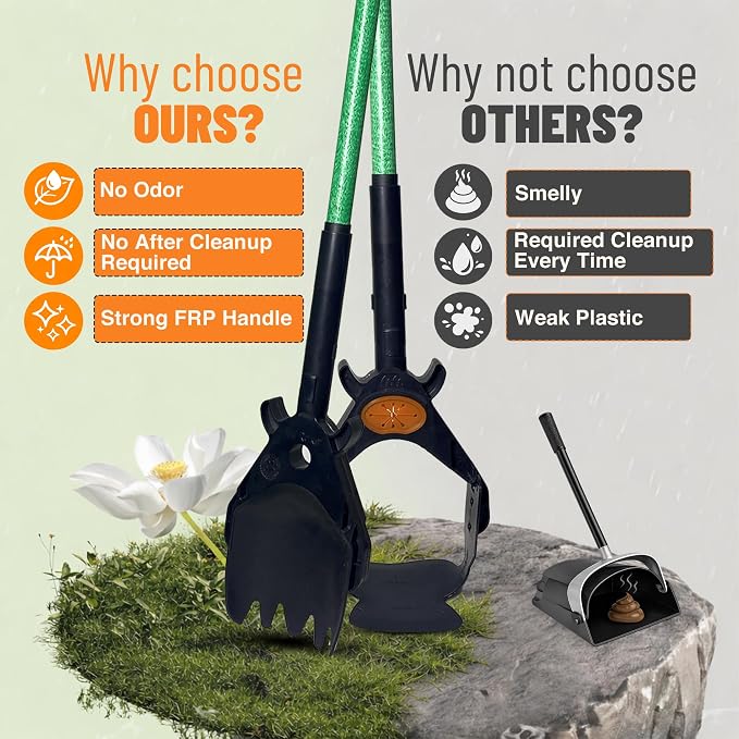 XP Pooper Scooper & Rake Set, Consumer Reports #1 Rated Ergonomic Scooper 2024, 2026. Strong & Lightweight, Dogs & Pet Poop Cleanup & Waste Removal - Fits Any Style Bag. 10-Year Wty.