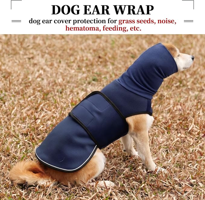 ROZKITCH Anti-Anxiety Dog Shirt, Breathable Pet Vest for Storms & Fireworks, Dog Calming Hoodie with Ear Cover for Separation Relief NavyBlue XL