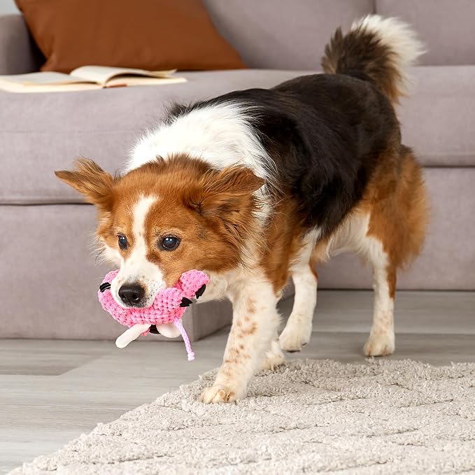 goDog Farm Friends Sitting Flying Pig Squeaky Dog Toy, Plush with Chew Guard Technology, Pink, Mini