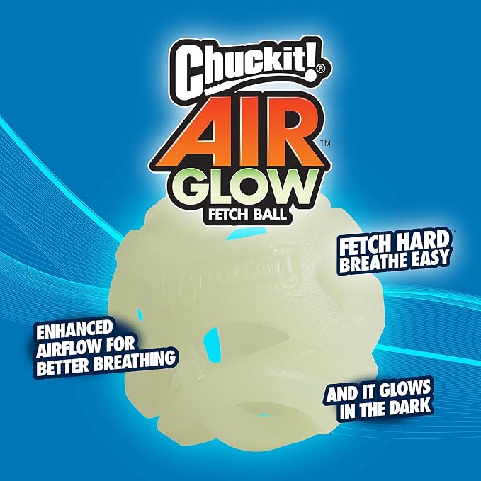 Chuckit! Air Glow Fetch Ball Dog Toy, Medium 2.5in, 2 Pack | Made for Dogs Weighing 0 to 60 Pounds