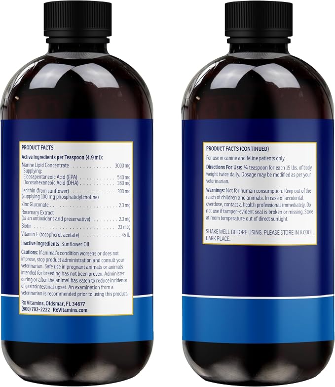 Rx Vitamins Ultra EFA Omega 3 Fish Oil for Dogs & Cats - 8oz