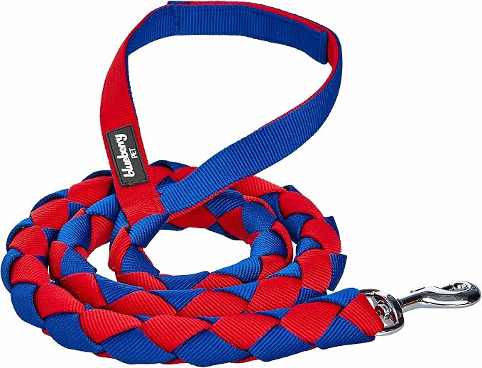 Blueberry Pet Iconic Double-Weave Handmade Dog Rope Leash, Navy Blue and Red, 4 ft, Strong Leashes for Dogs