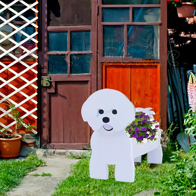 Bichon Frise Dog Planter Pots, Animal Shaped Flower Pot