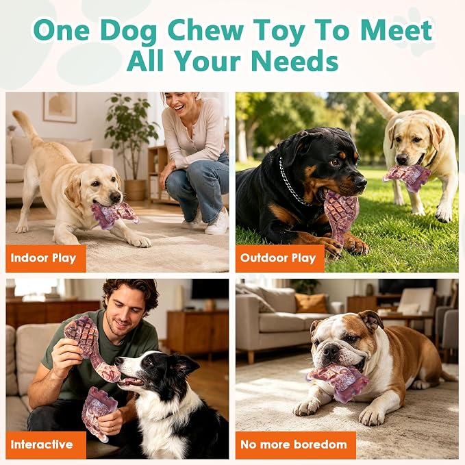 Fuufome Tough Dog Chew Toys for Medium & Large Aggressive Chewers, 2 Pack | Indestructible, Hard Nylon Bone, Long Lasting Chewing, Teeth Cleaning, to Keep Them Busy, for 20-100 Lb Dogs, Milk Flavor