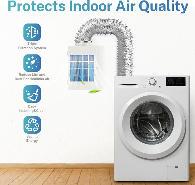 HOOMESUN Metal Indoor Dryer Vent Kit, Dryer Lint Catcher for Electric Dryer