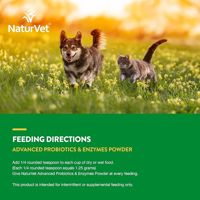 NaturVet Advanced Probiotics & Enzymes Powder for Dogs & Cats - 1lb