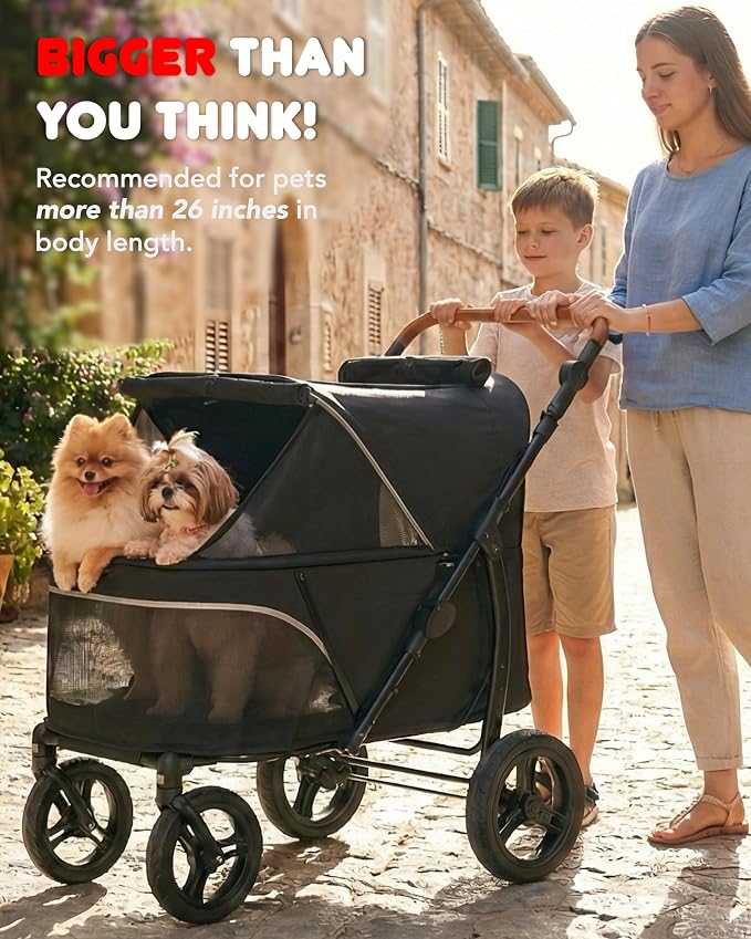 Zoosky Large Pet Stroller - up to 110lbs, All-Terrain, Low Entry