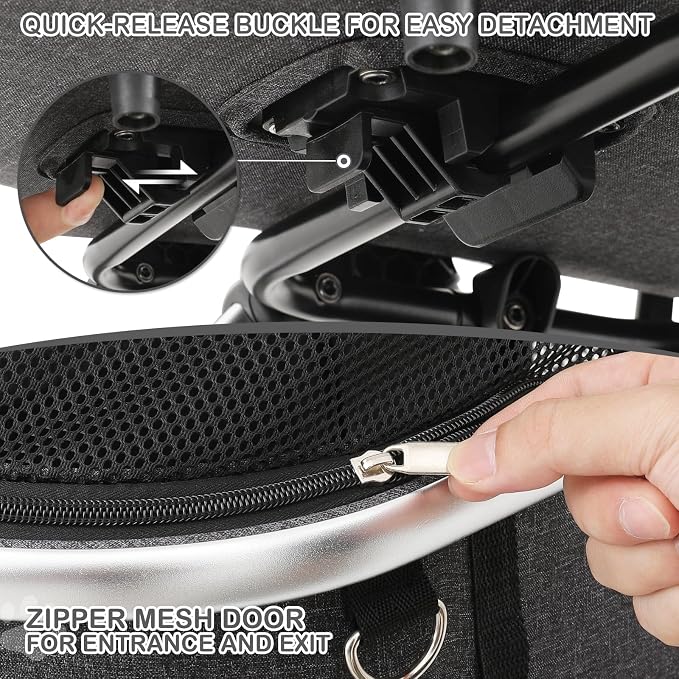 MoNiBloom Folding Jogger Pet Stroller - Dark Gray, Detachable Carrier