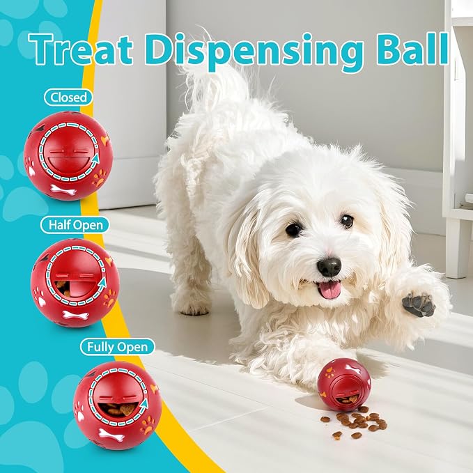 PrimePets Dog Puzzle Toy 4 Pack, Interactive Treat Dispensing Dog Toys, Slow Feeder Ball for Small Dogs and Puppies, Enrichement Toy Balls for Teething, Fetching and Playing
