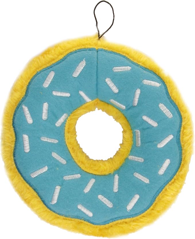 ZippyPaws Donutz No Stuffing Dog Toys to Keep Them Busy - Blueberry Donut | For Small and Medium Dogs, Squeaky Pet Toy for Boredom, Unstuffed Chew Toy, Soft Plush Puppy Products