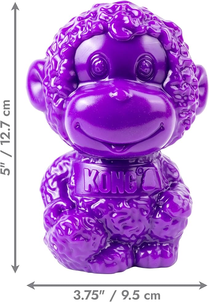 KONG Rewards Zoolooz Treat Dispenser Toy – Interactive Enrichment Puzzle for Dogs – Dispenses Treats & Kibble – Use Ziggies – Assorted Animals (Purple Monkey)