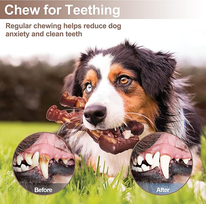 PETSTA Indestructible Dog Toys for Aggressive Chewers, Extreme Tough Toys for Large Dogs, Real Beef Flavored, Dog Bone for Medium/Large Dogs Breed, Gifts for Dogs