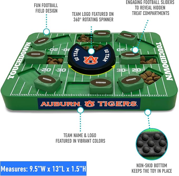 Pets First NCAA Auburn Large Puzzle Toy, New Size, Interactive Dog Treat & Slow Feeding Toy