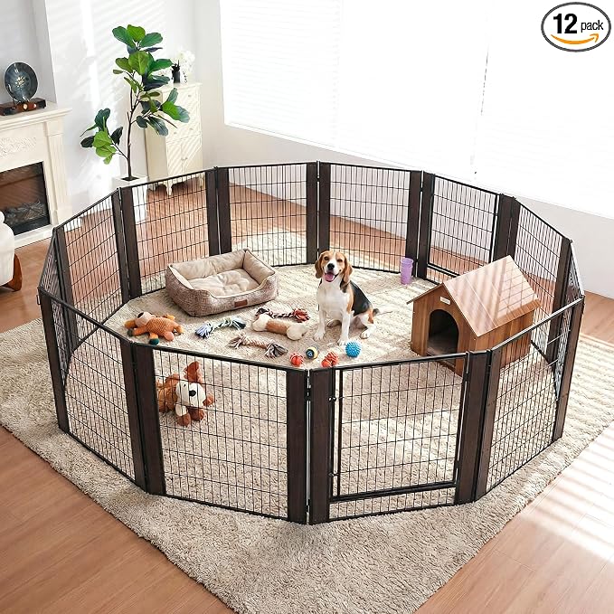 Heavy Duty Dog Playpen, 35.4in H 12 Panels, Black