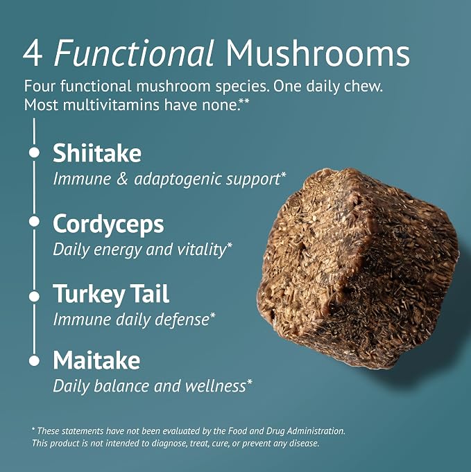Dog Multivitamin Chews - Glucosamine, Probiotics, Salmon Oil, Mushroom Blend & Ashwagandha - Daily Dog Vitamins for Immune, Joint, Skin, Gut and Energy Support - Made in USA - 60 Count