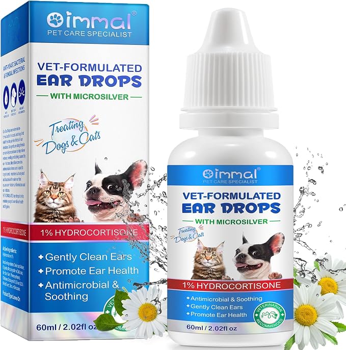 Cat & Dog Ear Infection Treatment Drops with 1% Hydrocortisone