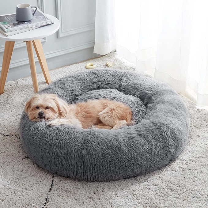 Western Home Calming Donut Cat Bed Small Dog Bed Washable,20" Navy Grey