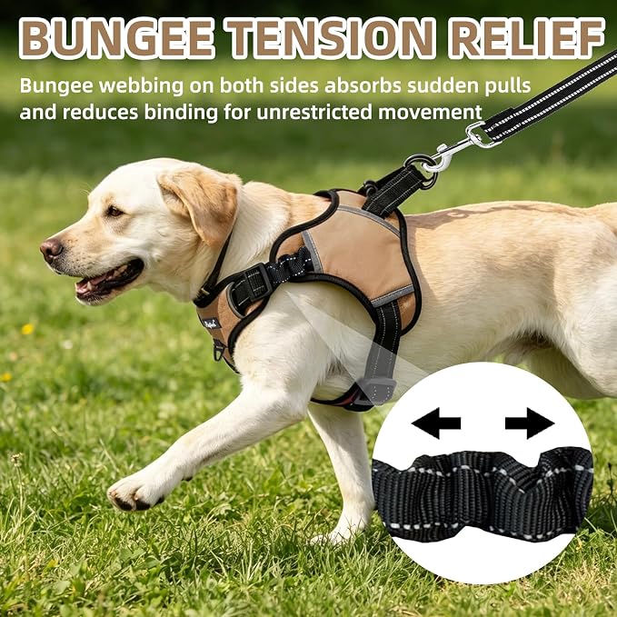 PUPTECK Dog Harness Medium Sized, No Pull Step-in Pet Vest Harness, Adjustable Soft Padded Reflective Safe Night Walking, No Choke Easy On & Off, Beige M