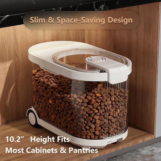 Airtight Dog Food Storage Container with Desiccant Chamber, 12 lbs, Clear