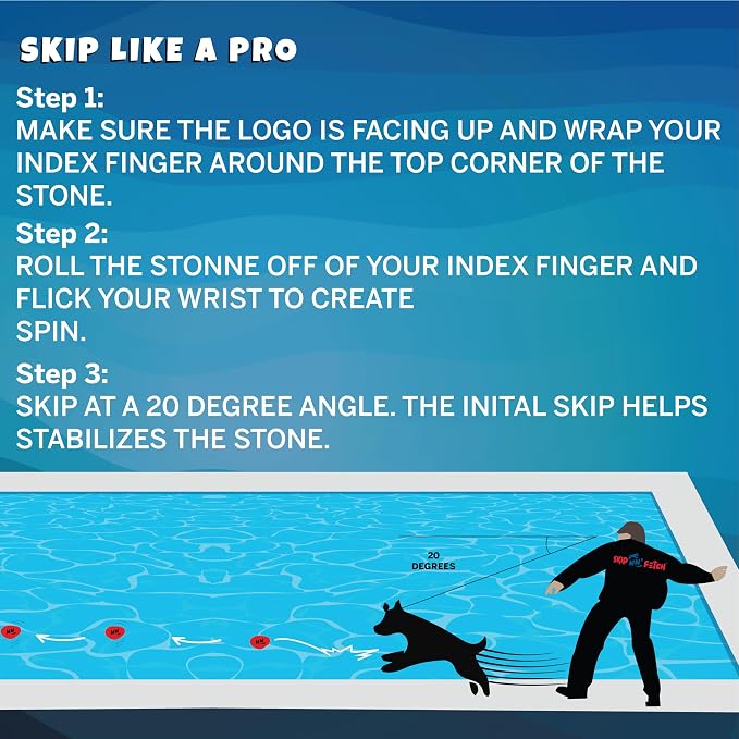 Skip NN' Fetch Large Floating Dog Toys Qty 2 | Stone Skipping Meets Fetch | Fun for Swimming Pool, Lake, Beach, and Land | Perfect Floating Water Toys for Large Dogs