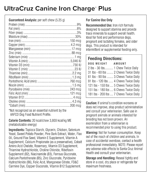 Ultracruz Canine Iron Charge® Plus, 60 Tasty Chews